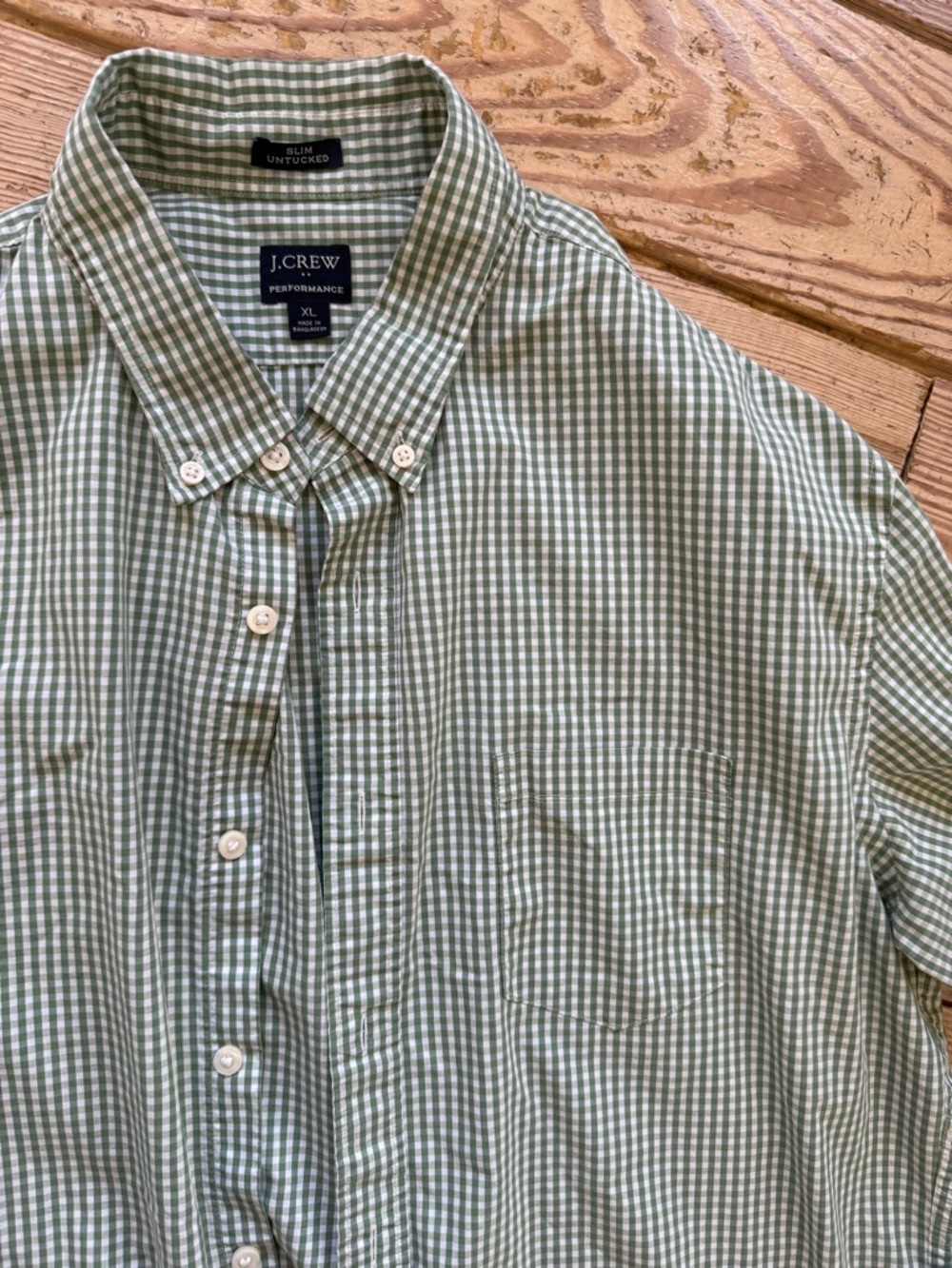 J.Crew Performance Slim-Fit Untucked gingham shirt in size XL.